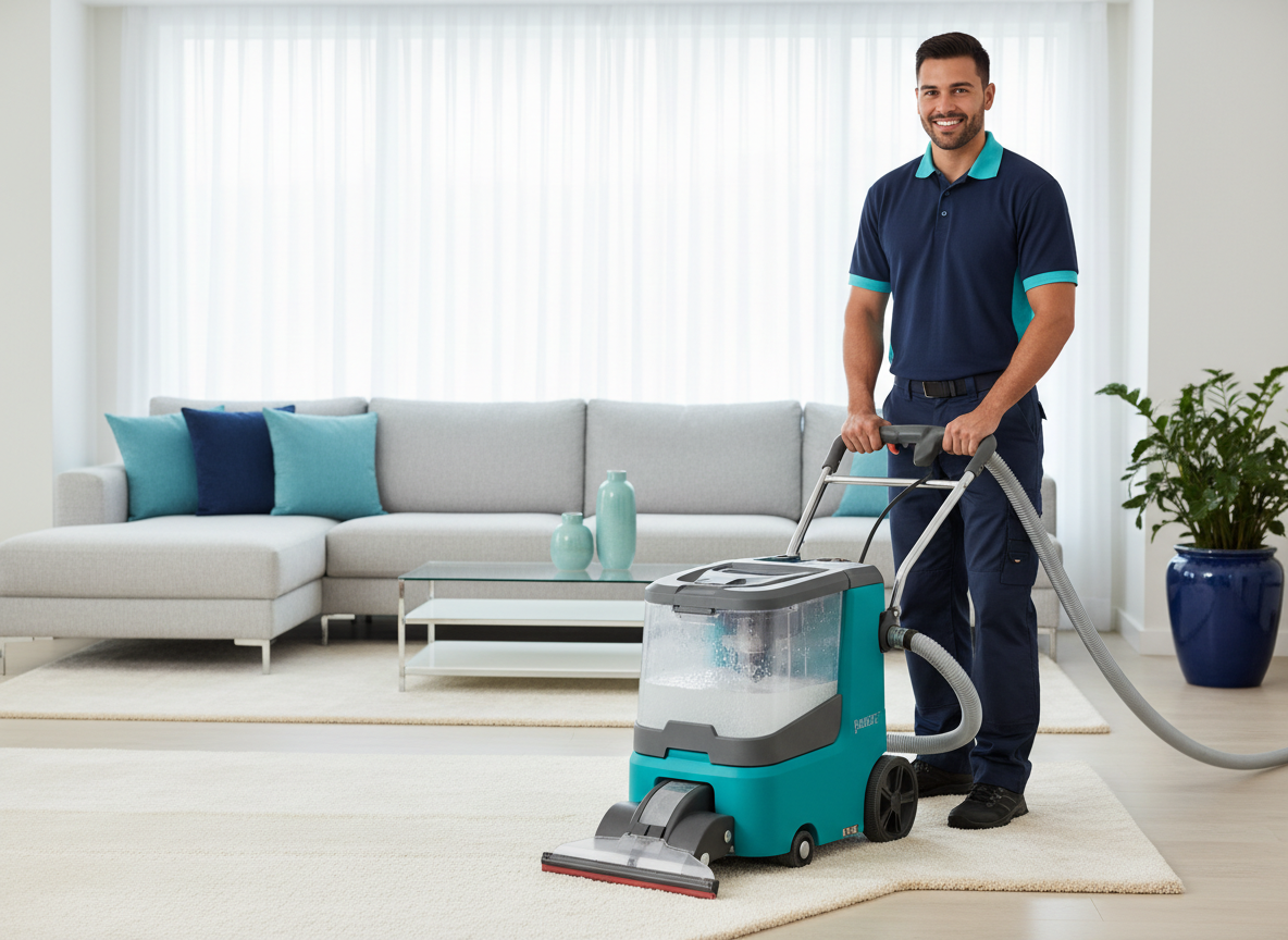 Technician performing deep carpet cleaning in Chaska, MN